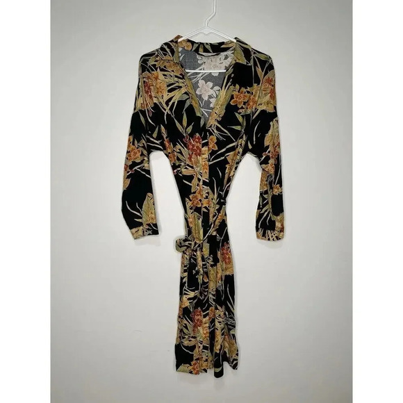 Zara Dress Womens Medium Midi Floral Shirt Button Front Side Slits Belted Waist - Picture 1 of 8